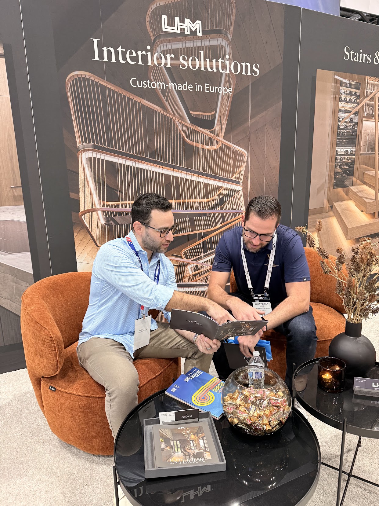 Christopher reviewing interior solutions at IBS